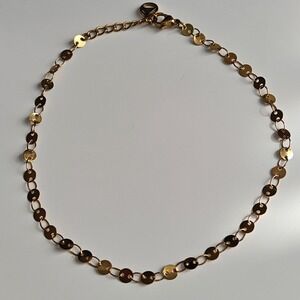 Gold Chain Anklet Ankle Bracelet Disc Sequin Adjustable Lobster Clasp Logo Charm